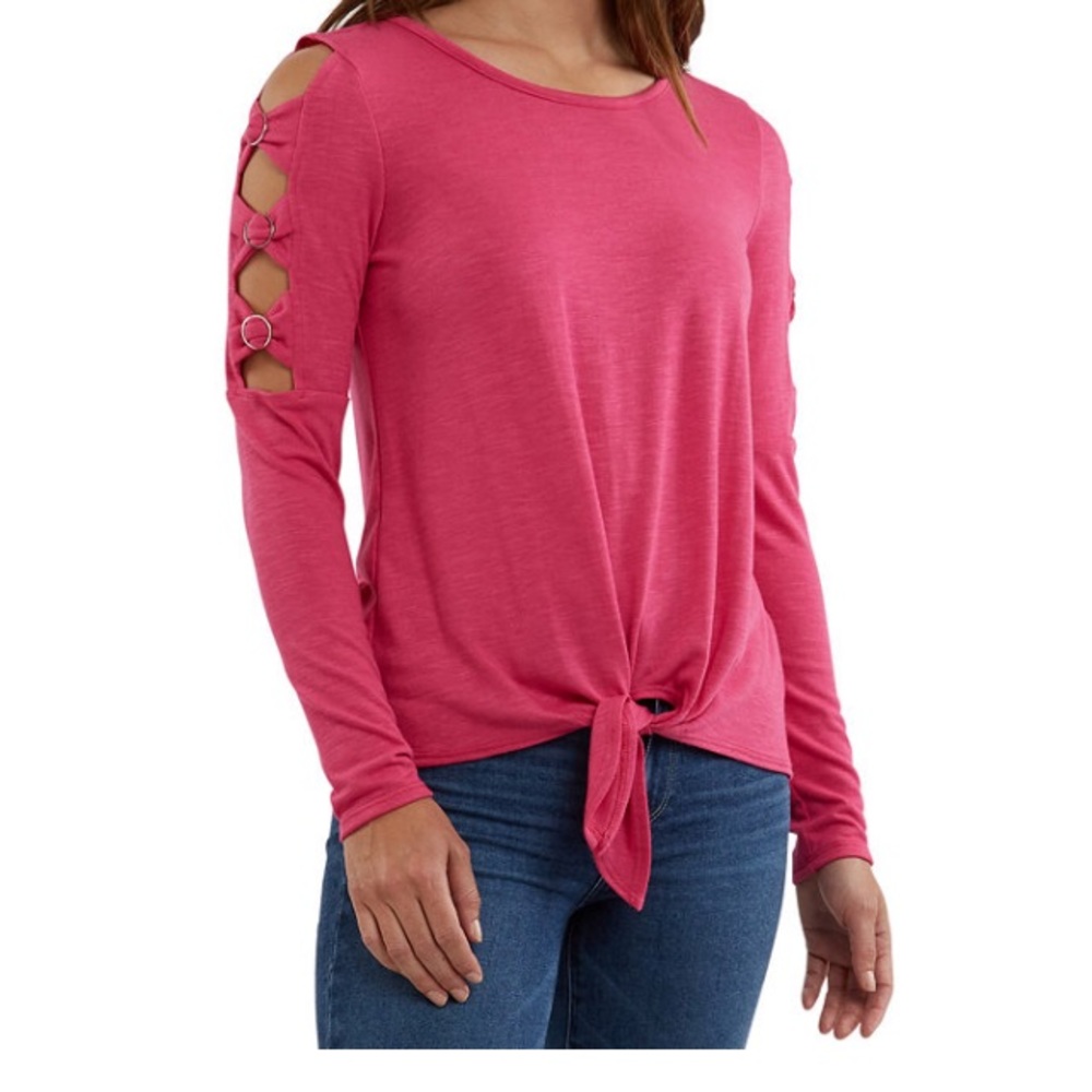 BCX Juniors lattice-sleeved top